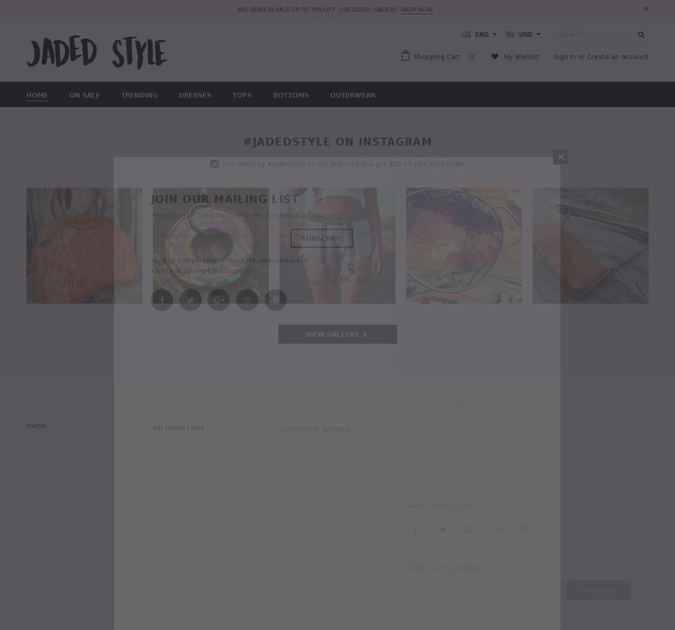 jadedstyle.com — Shopify storefront screenshot
