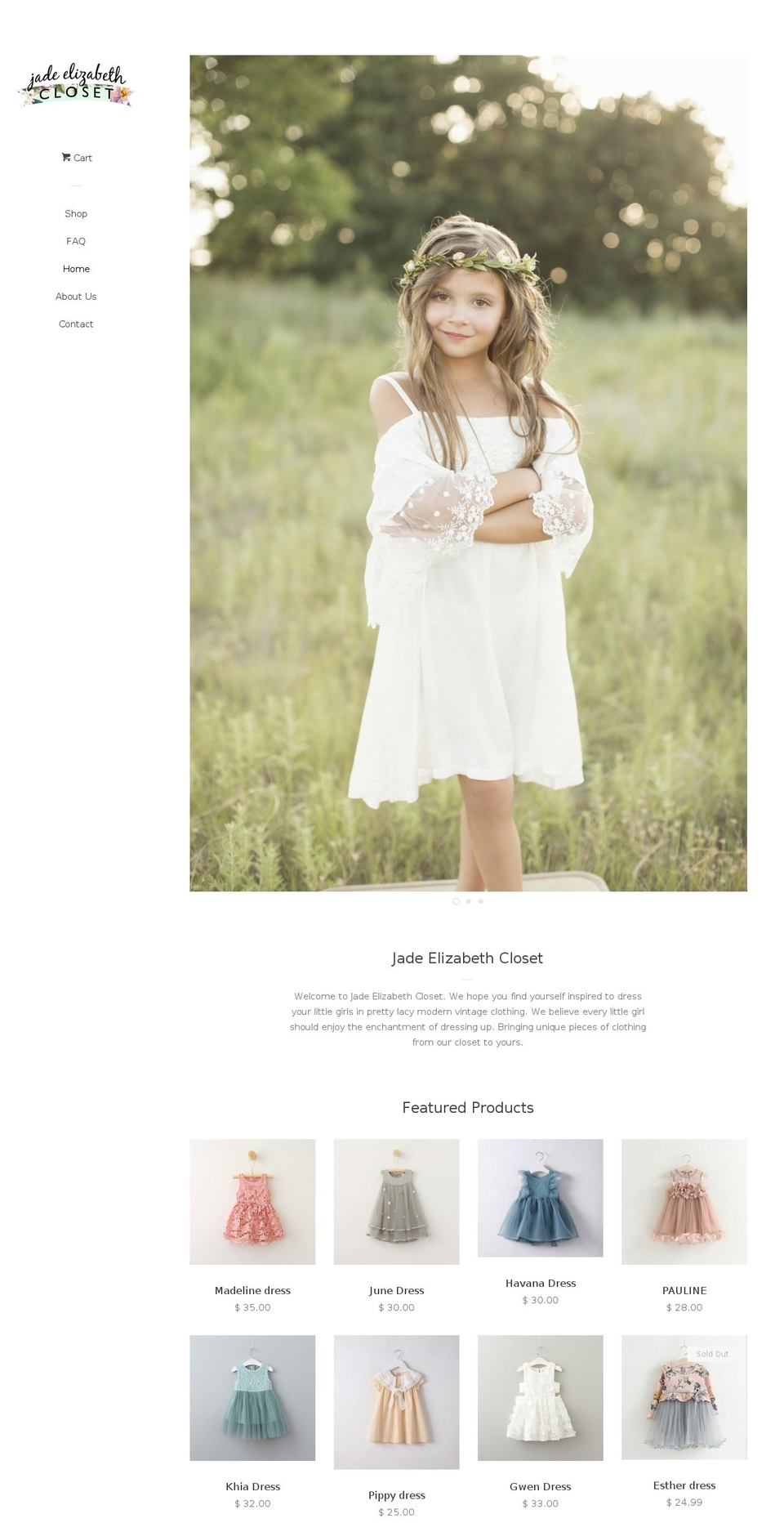 jadeelizabethcloset.com shopify website screenshot