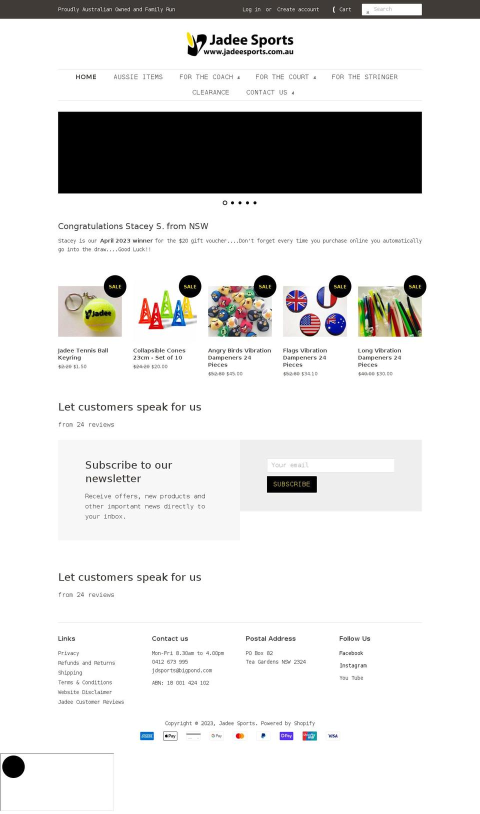 jadeesports.com.au shopify website screenshot