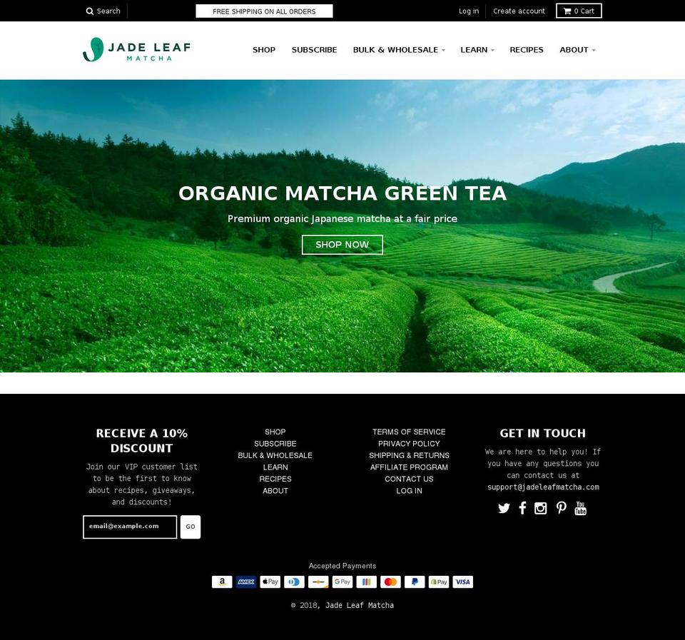 jadeleaforganics.com — Shopify storefront screenshot