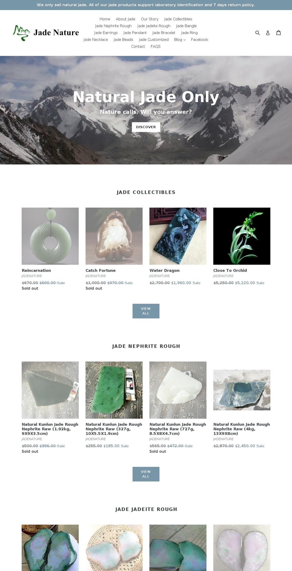 jadenature.com — Shopify storefront screenshot