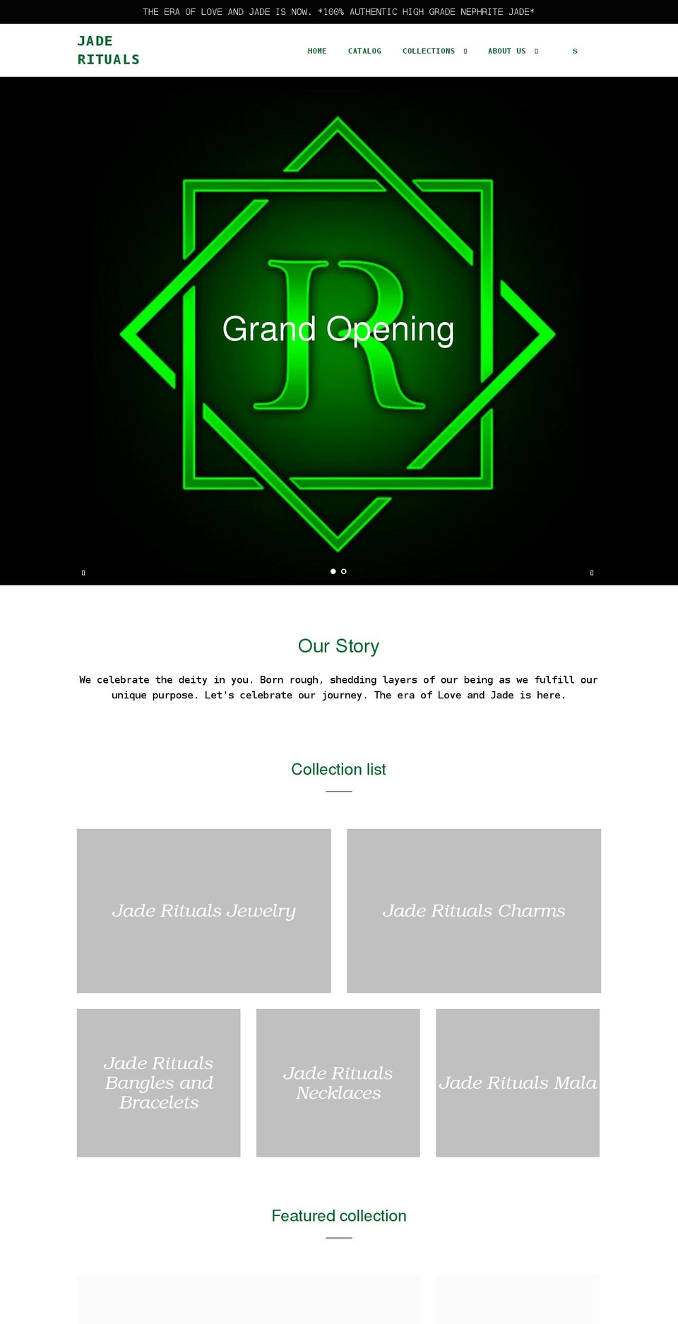 jaderituals.com shopify website screenshot