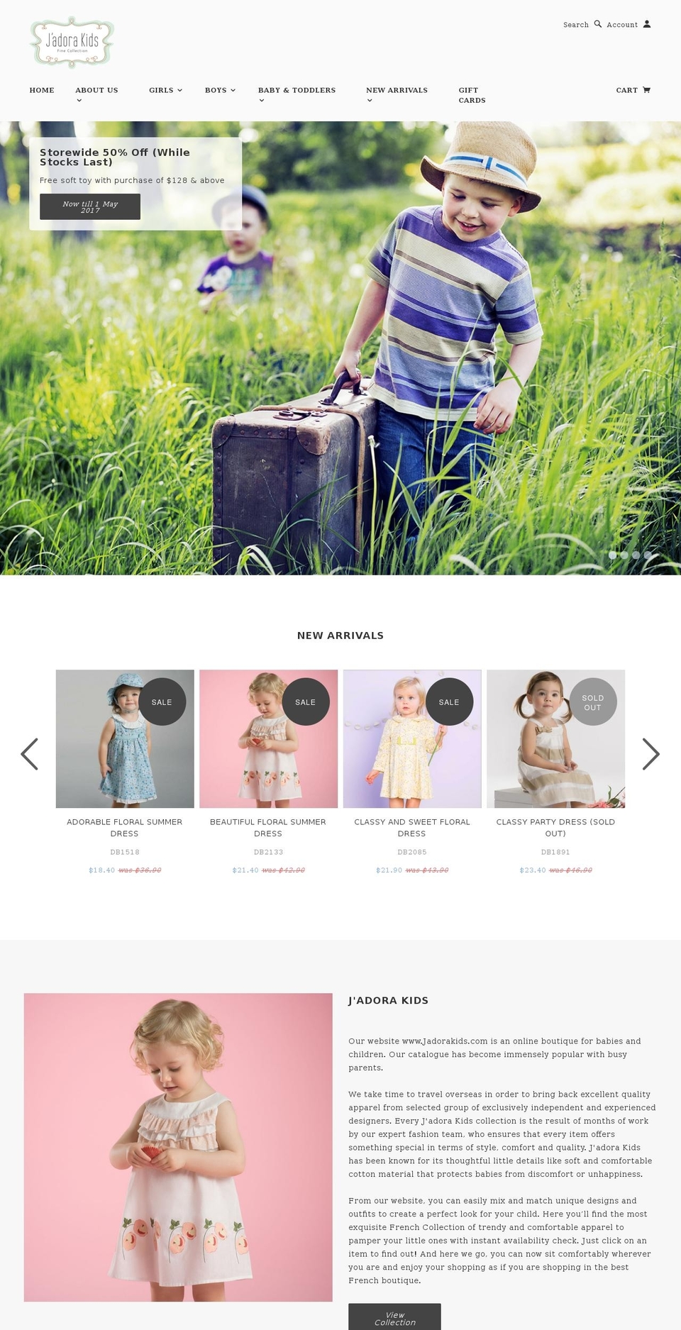 jadorakids.com shopify website screenshot