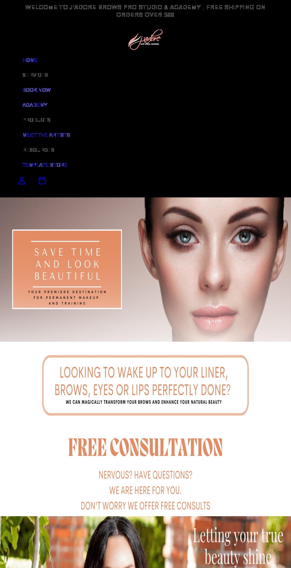 jadorebrows.com shopify website screenshot