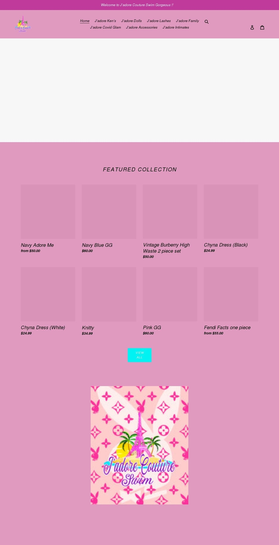 jadorecoutureswim.com shopify website screenshot