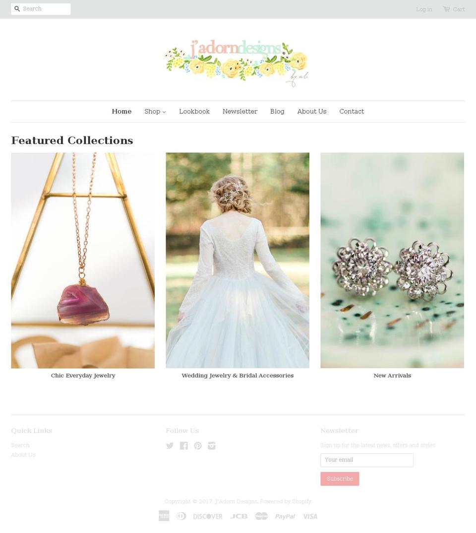 jadorndesigns.com shopify website screenshot
