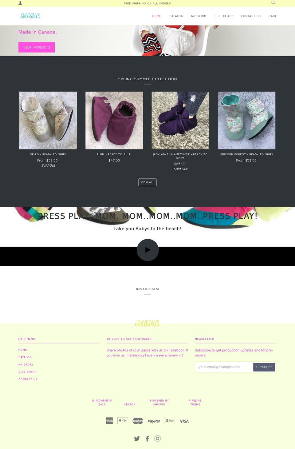 jadybabys.ca shopify website screenshot