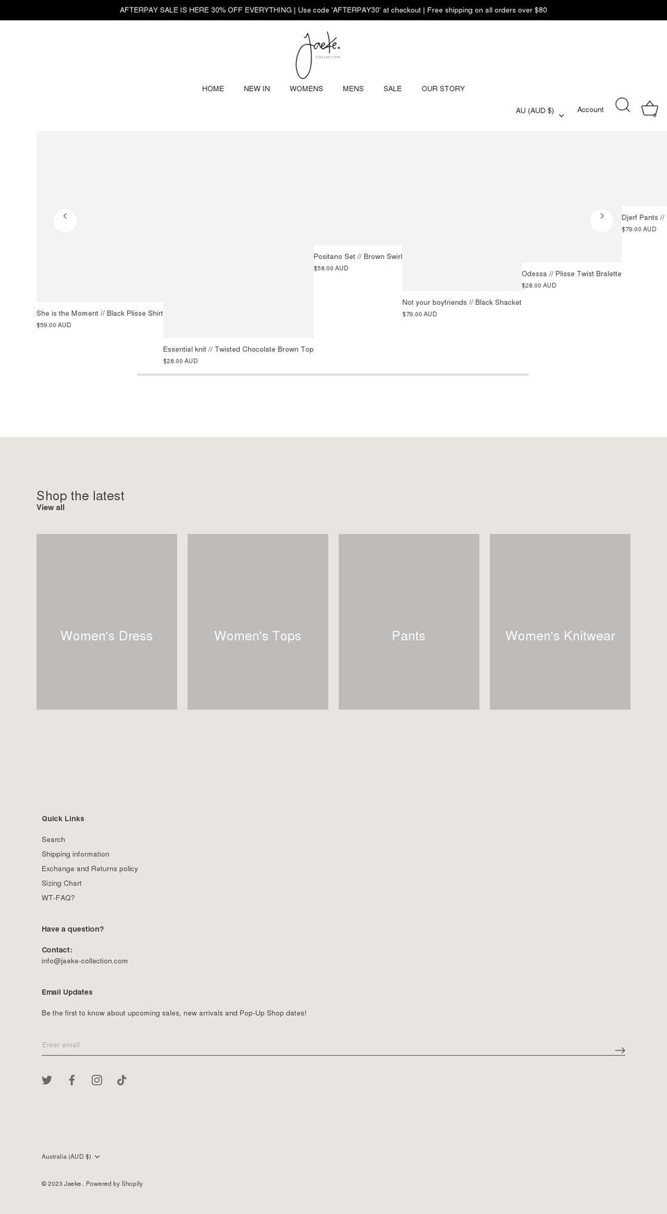 jaeke-collection.com — Shopify storefront screenshot