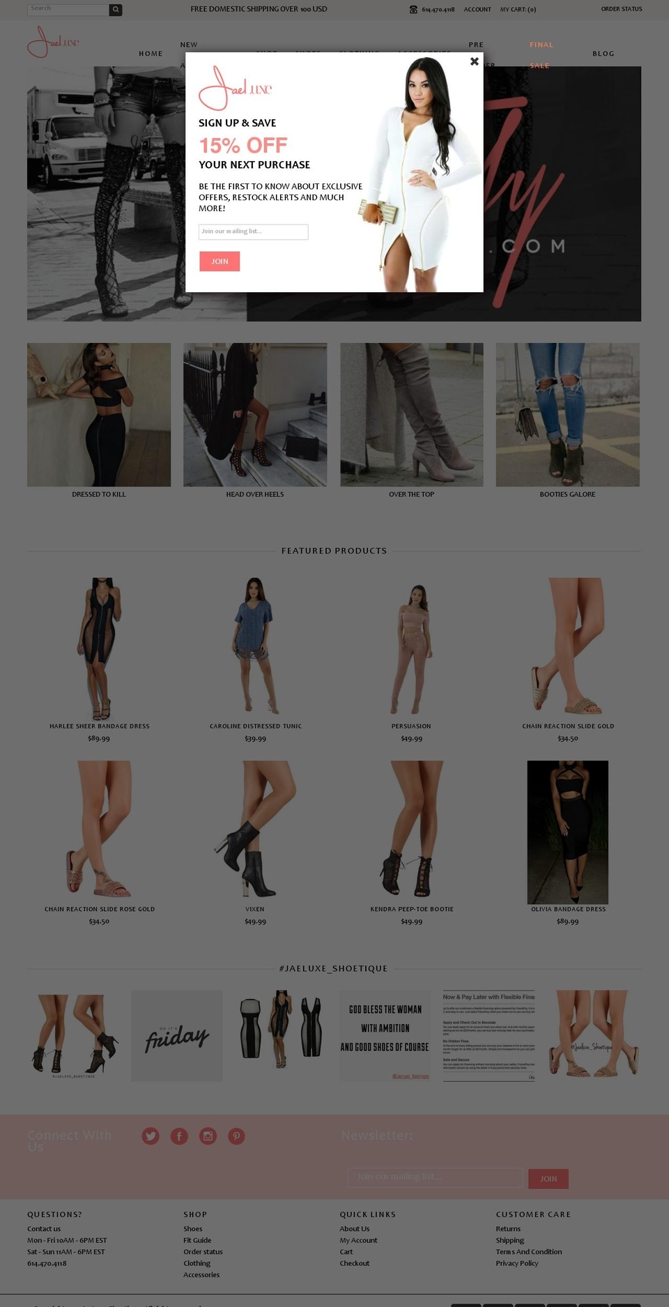 jaeluxe.com shopify website screenshot