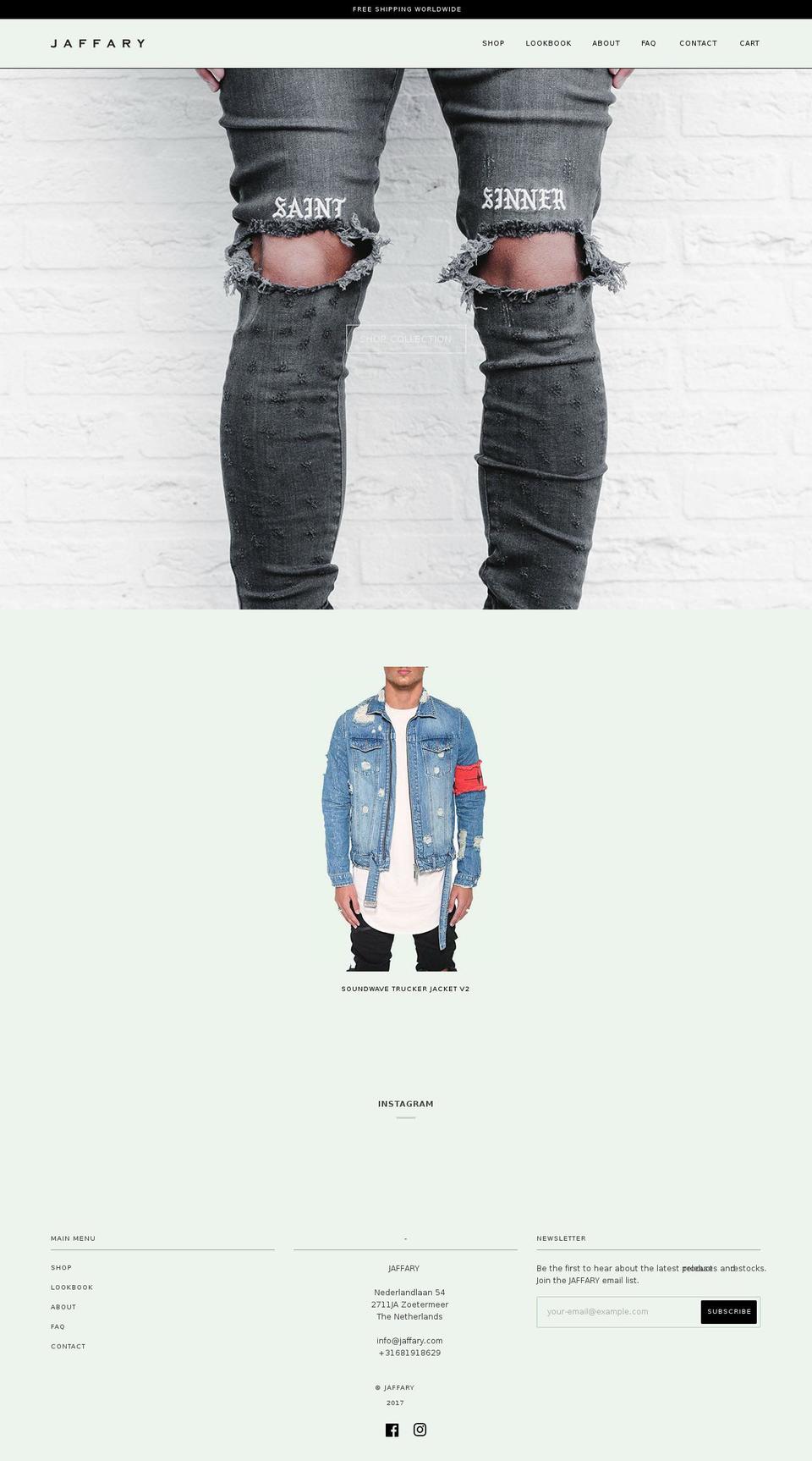 jaffarygarments.com shopify website screenshot