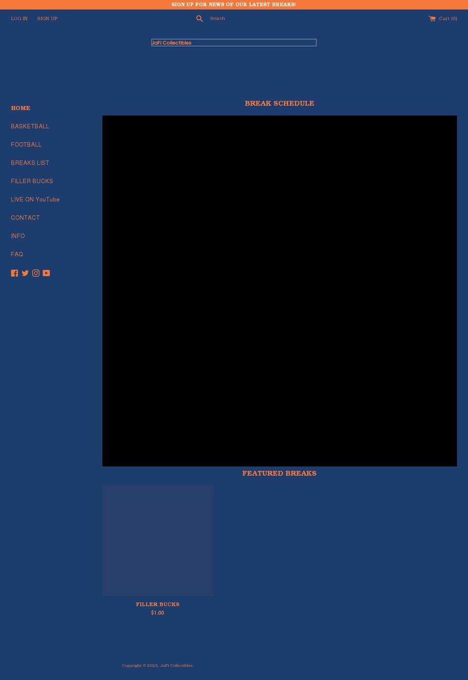 jaficollectibles.com shopify website screenshot