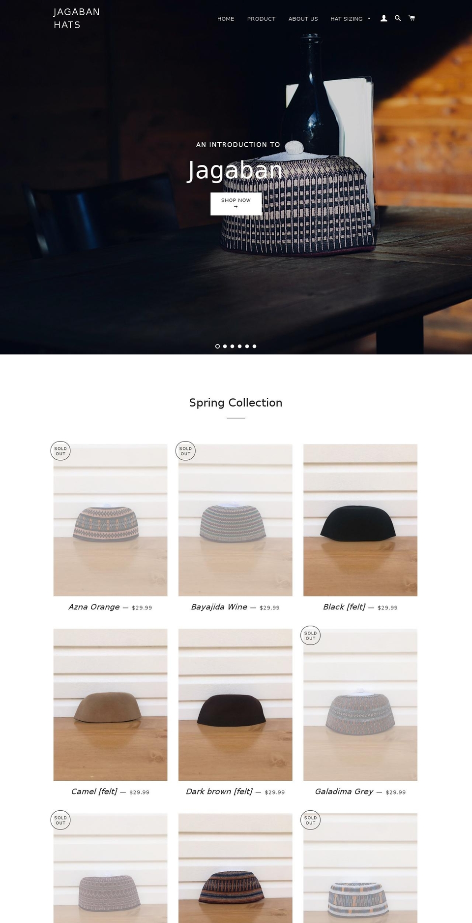 jagaban-hats.com — Shopify storefront screenshot