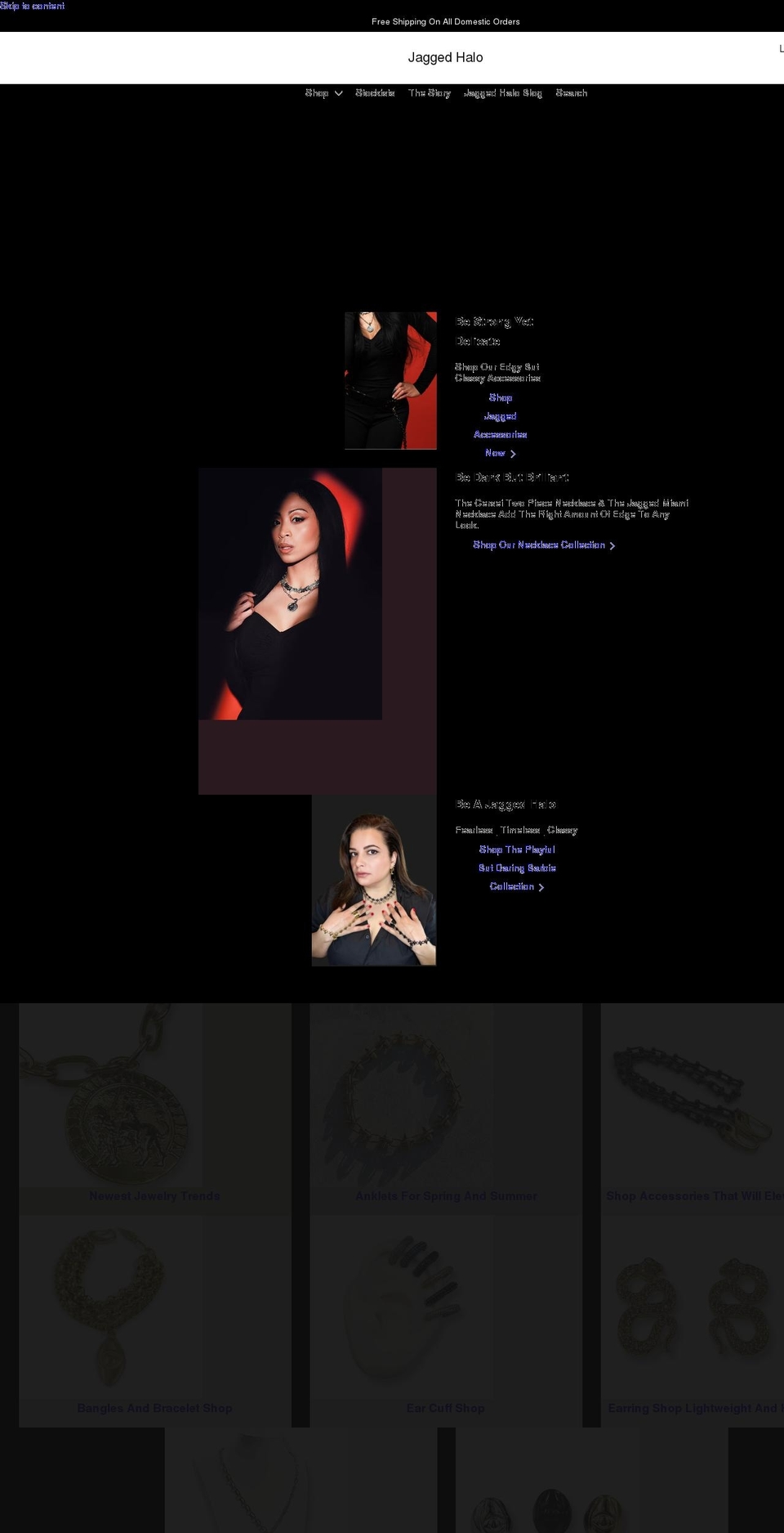 jaggedhalojewelry.com — Shopify storefront screenshot