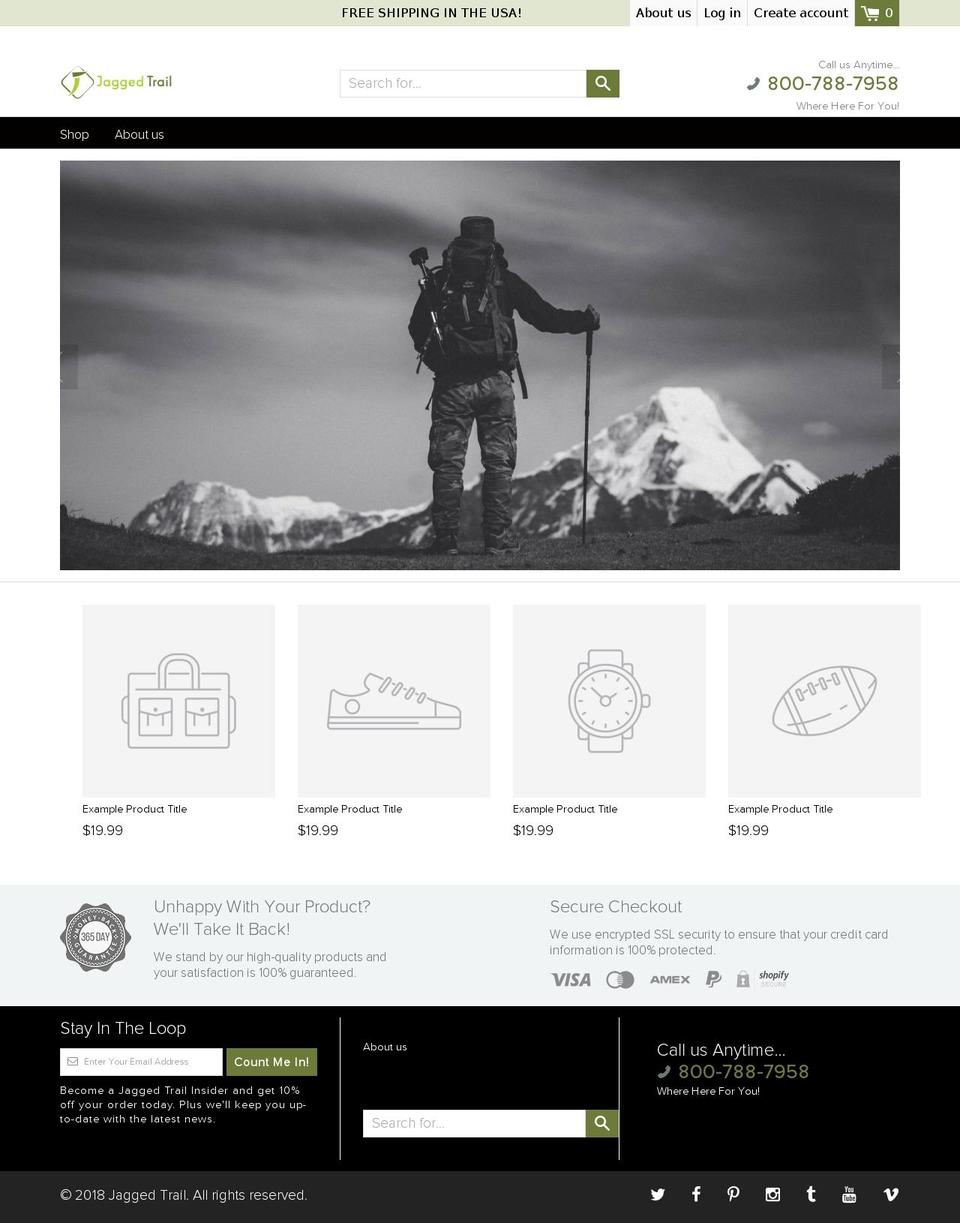 jaggedtrail.com — Shopify storefront screenshot