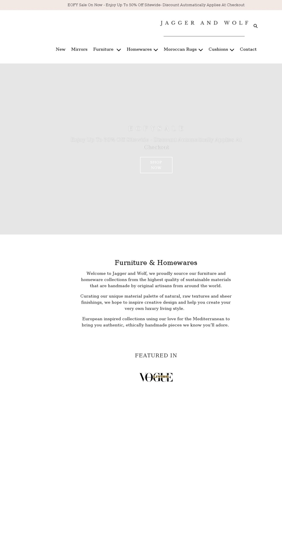 jaggerandwolf.com.au shopify website screenshot