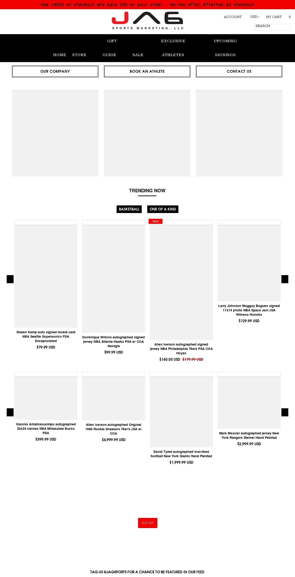 jagsportsmarketing.com shopify website screenshot