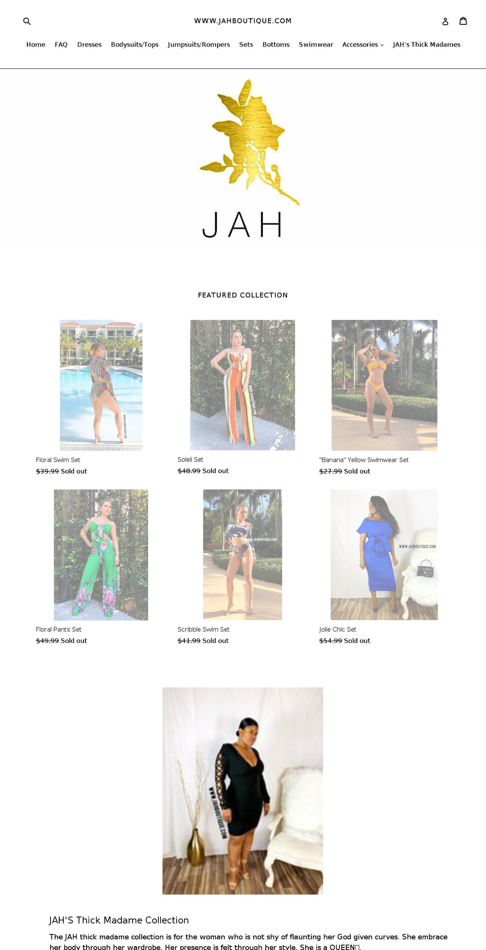 jahboutique.com — Shopify storefront screenshot