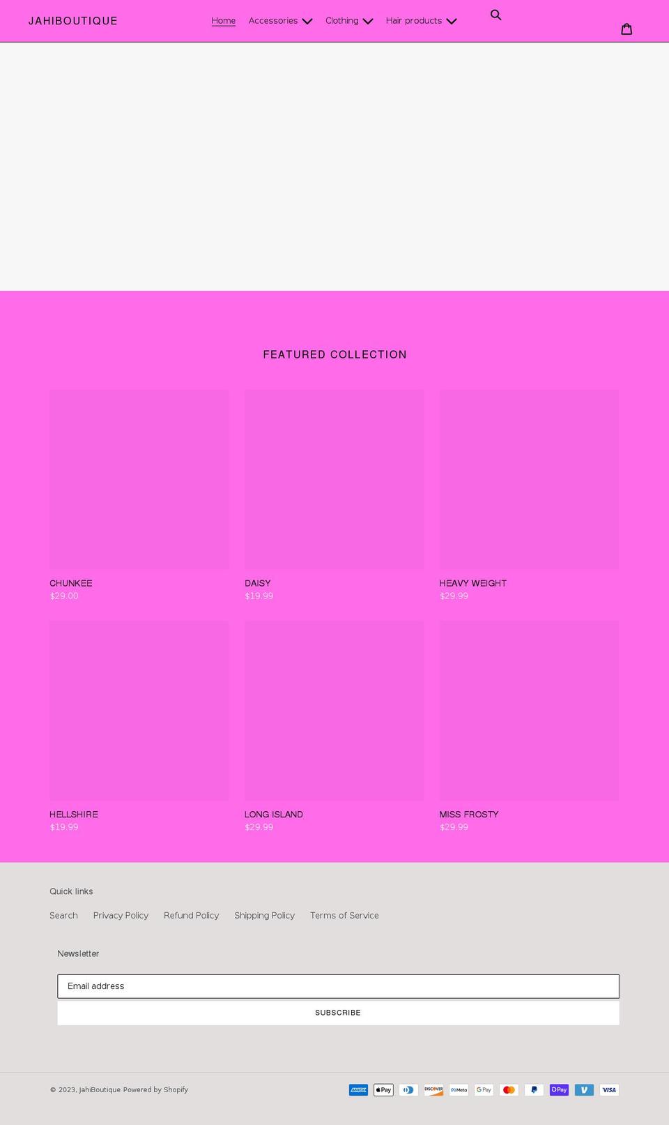 jahiboutique.com shopify website screenshot