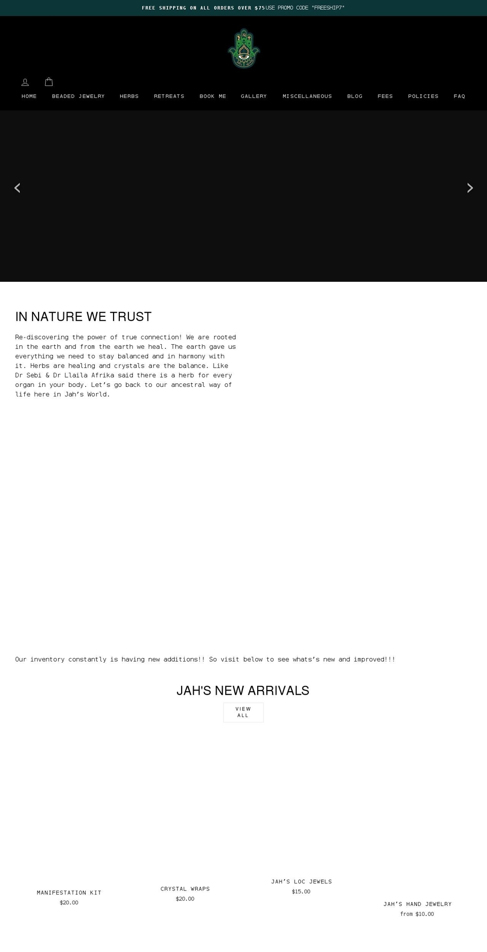 jahsworld.net shopify website screenshot