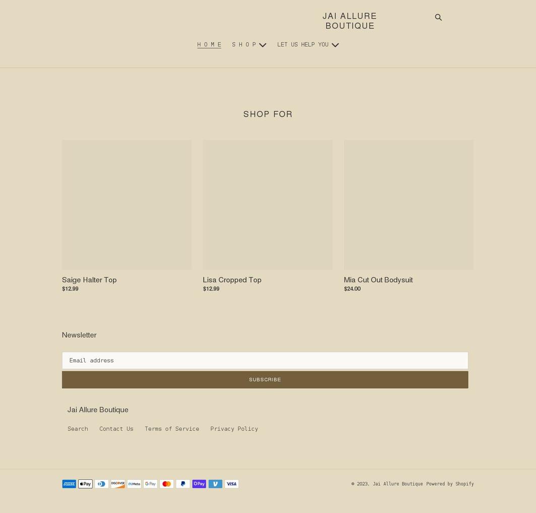 jaiallureboutique.com shopify website screenshot