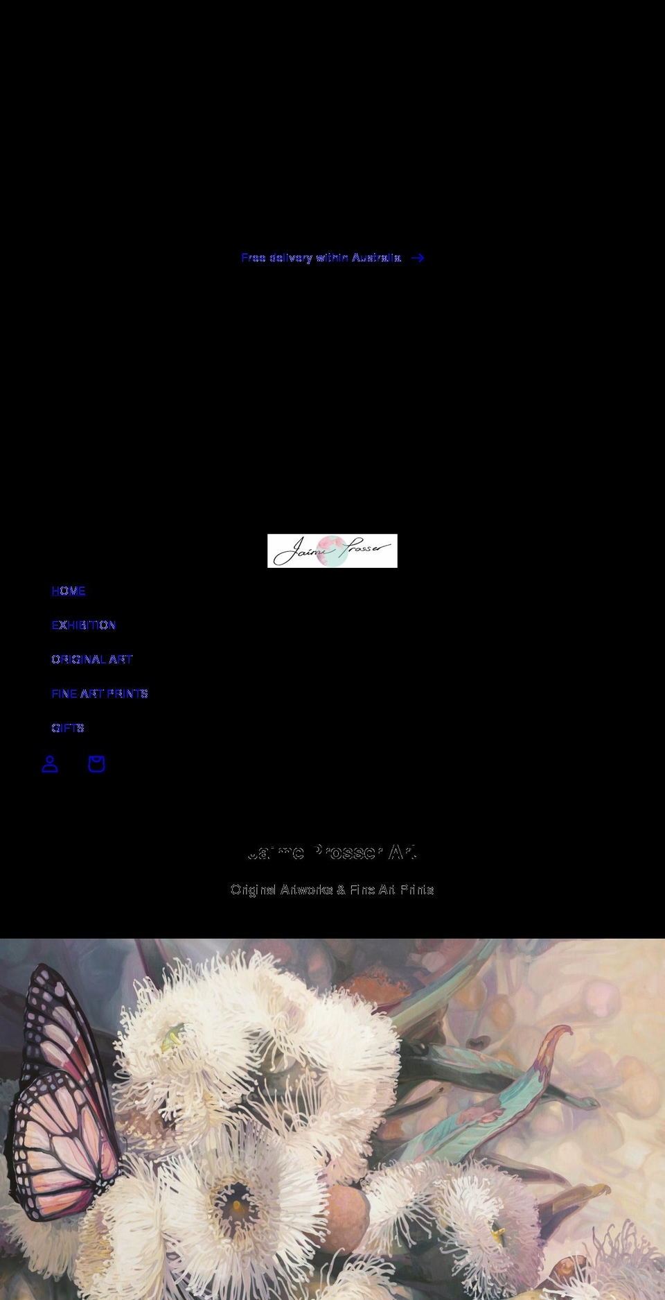 jaimeprosserart.com shopify website screenshot