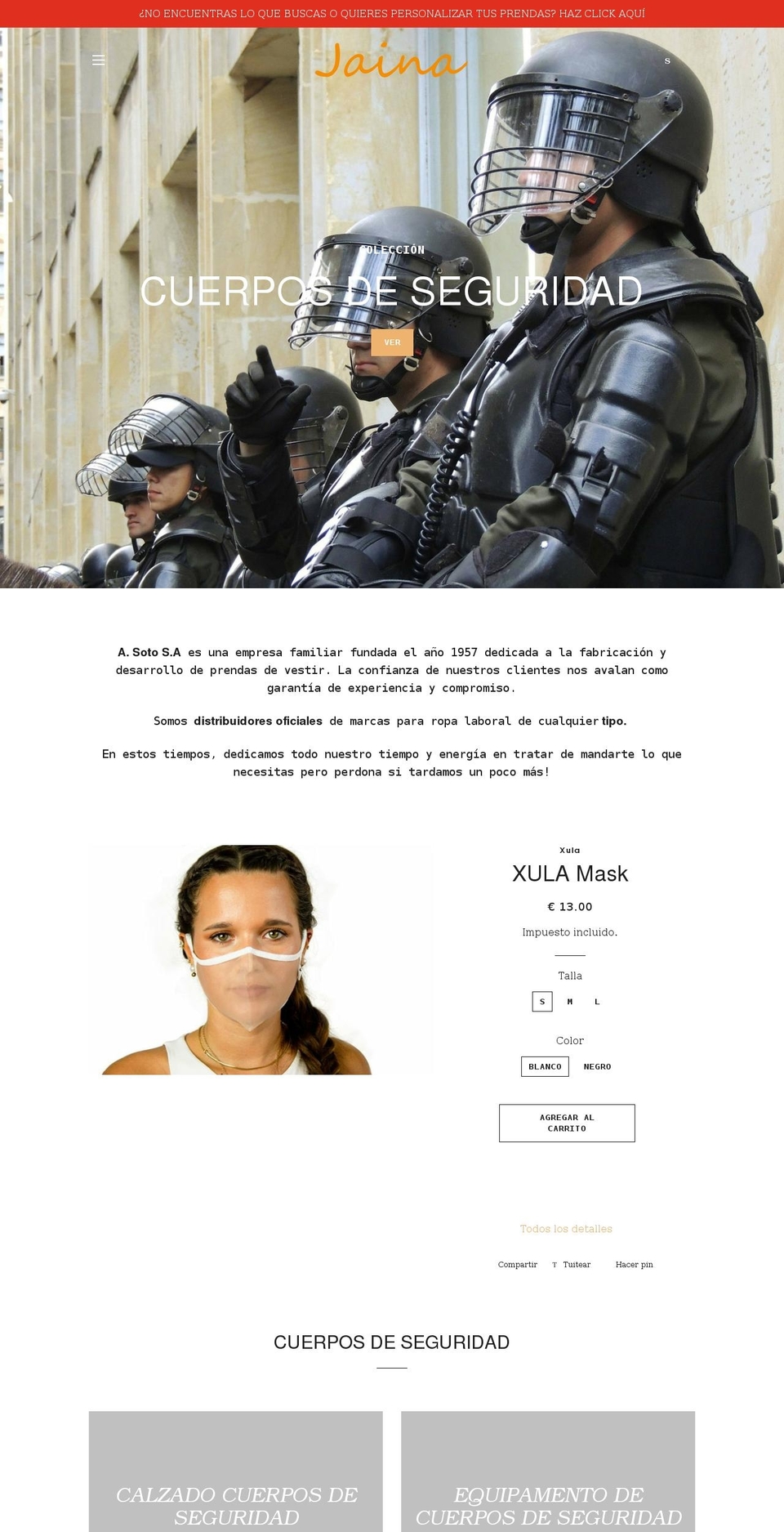 jainauniformes.com — Shopify storefront screenshot