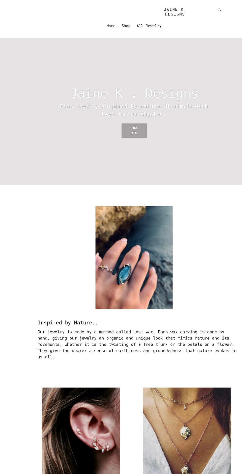 jainekdesigns.com shopify website screenshot
