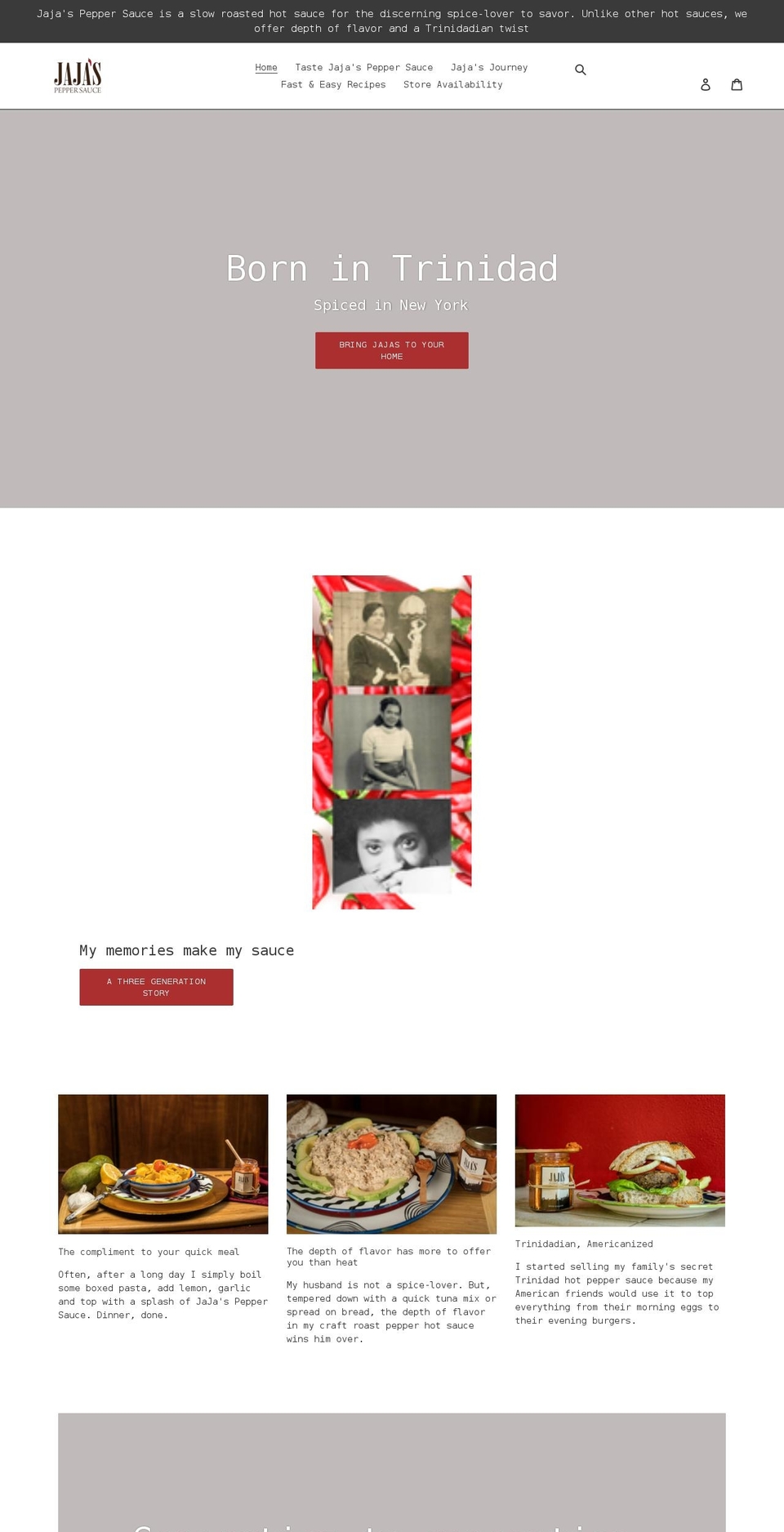 jajaspeppersauce.com shopify website screenshot