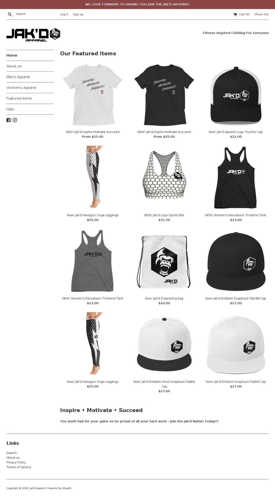 jakdapparelstore.com shopify website screenshot