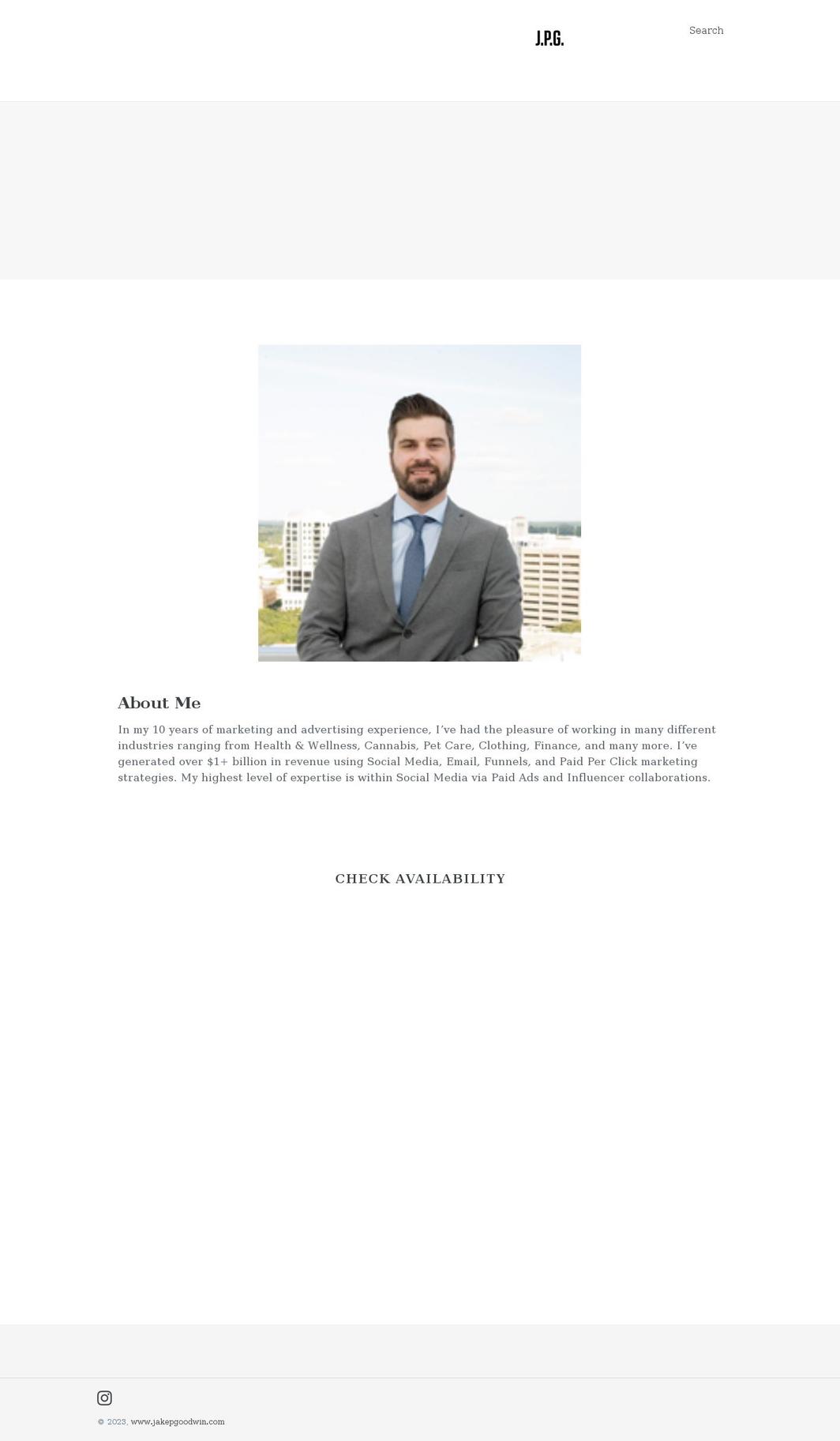 jakepgoodwin.com shopify website screenshot