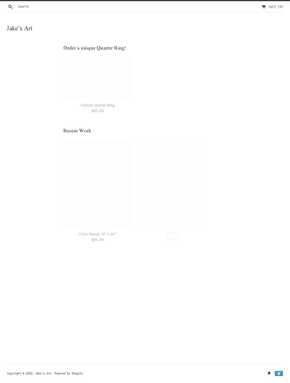 jakesartwork.com shopify website screenshot