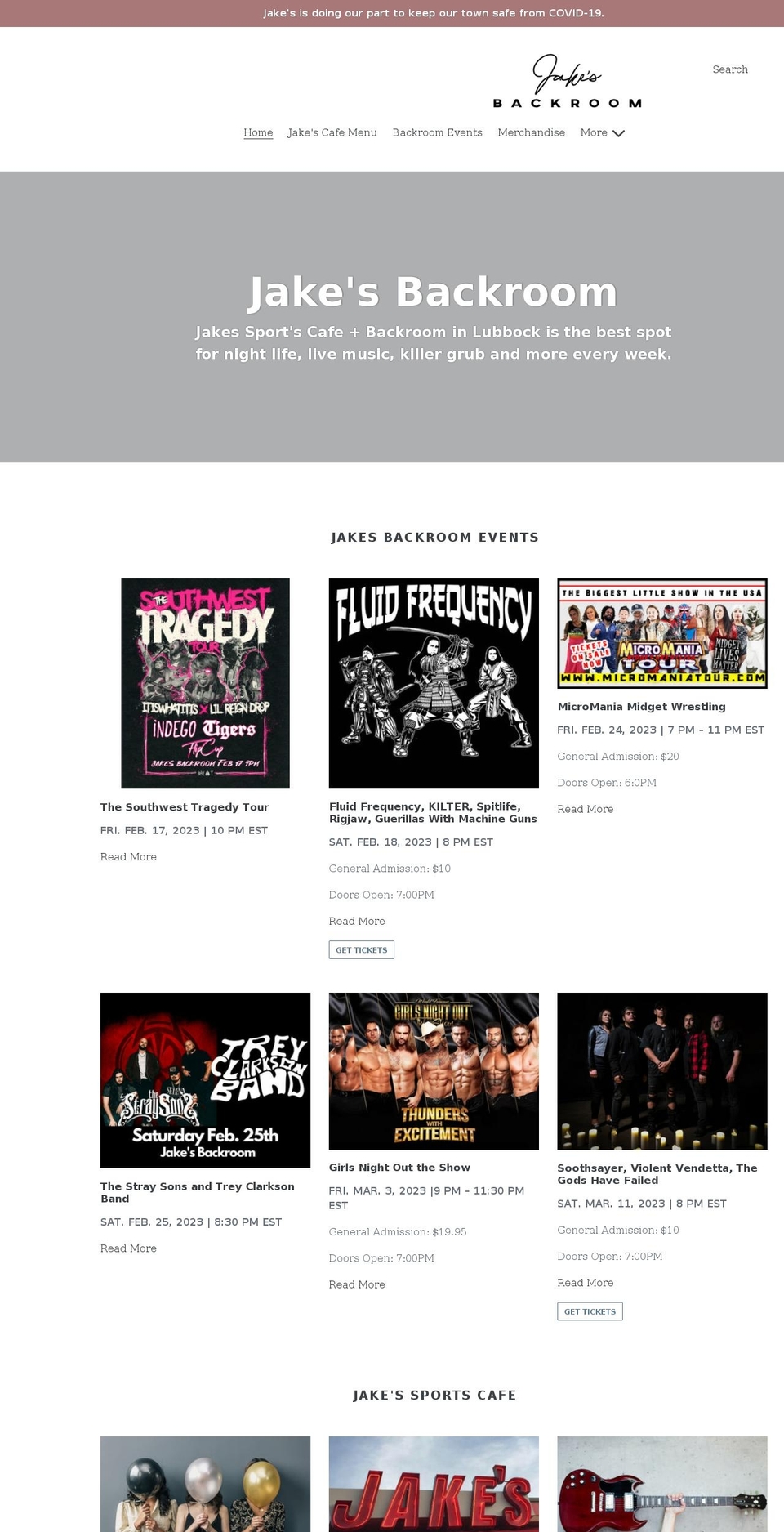 jakesbackroom.com shopify website screenshot