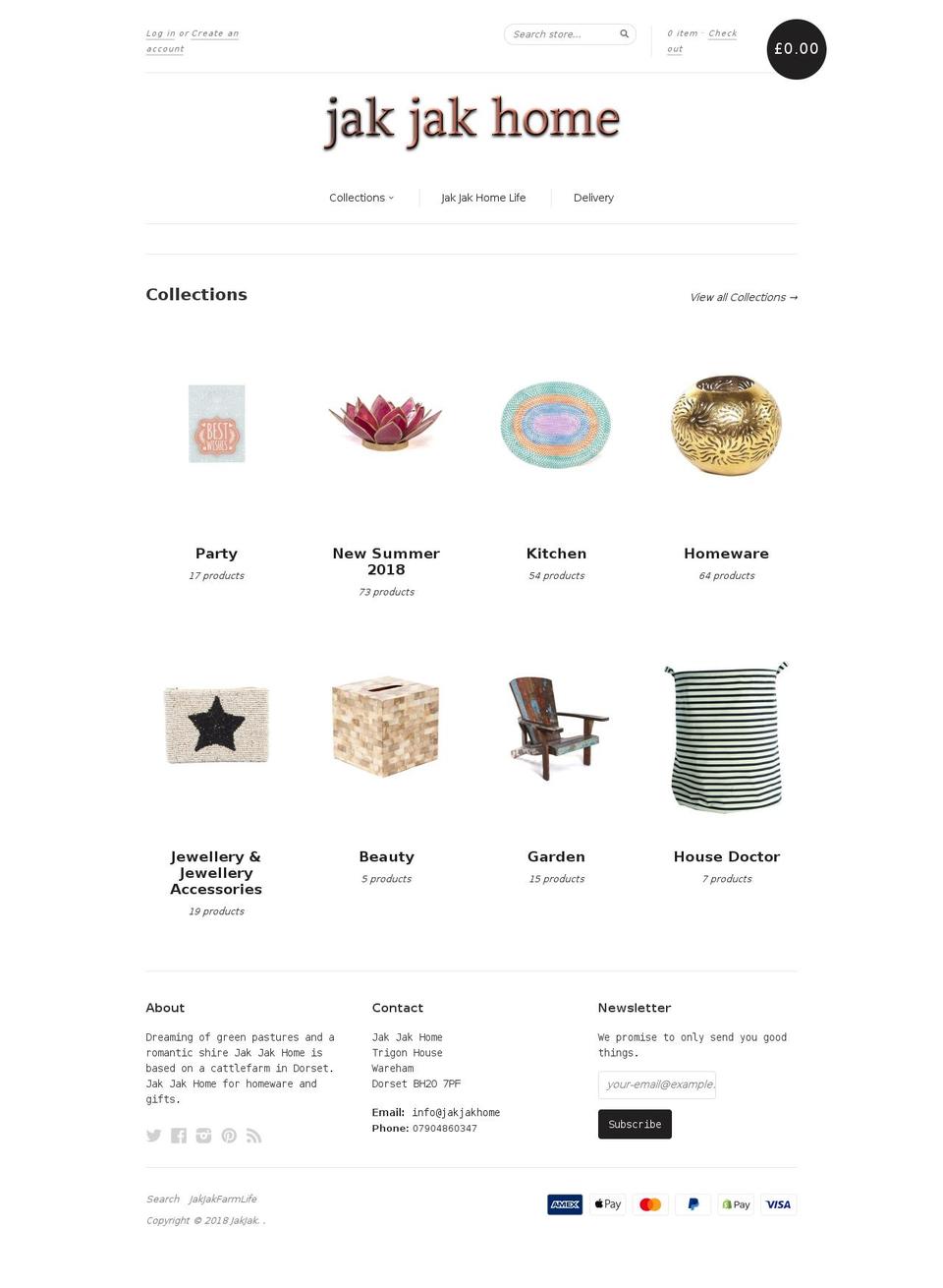 jakjakhome.com — Shopify storefront screenshot