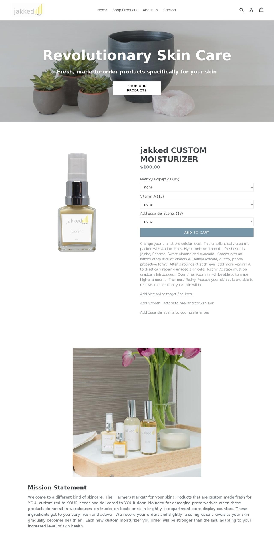 jakkedhealthyskin.com — Shopify storefront screenshot
