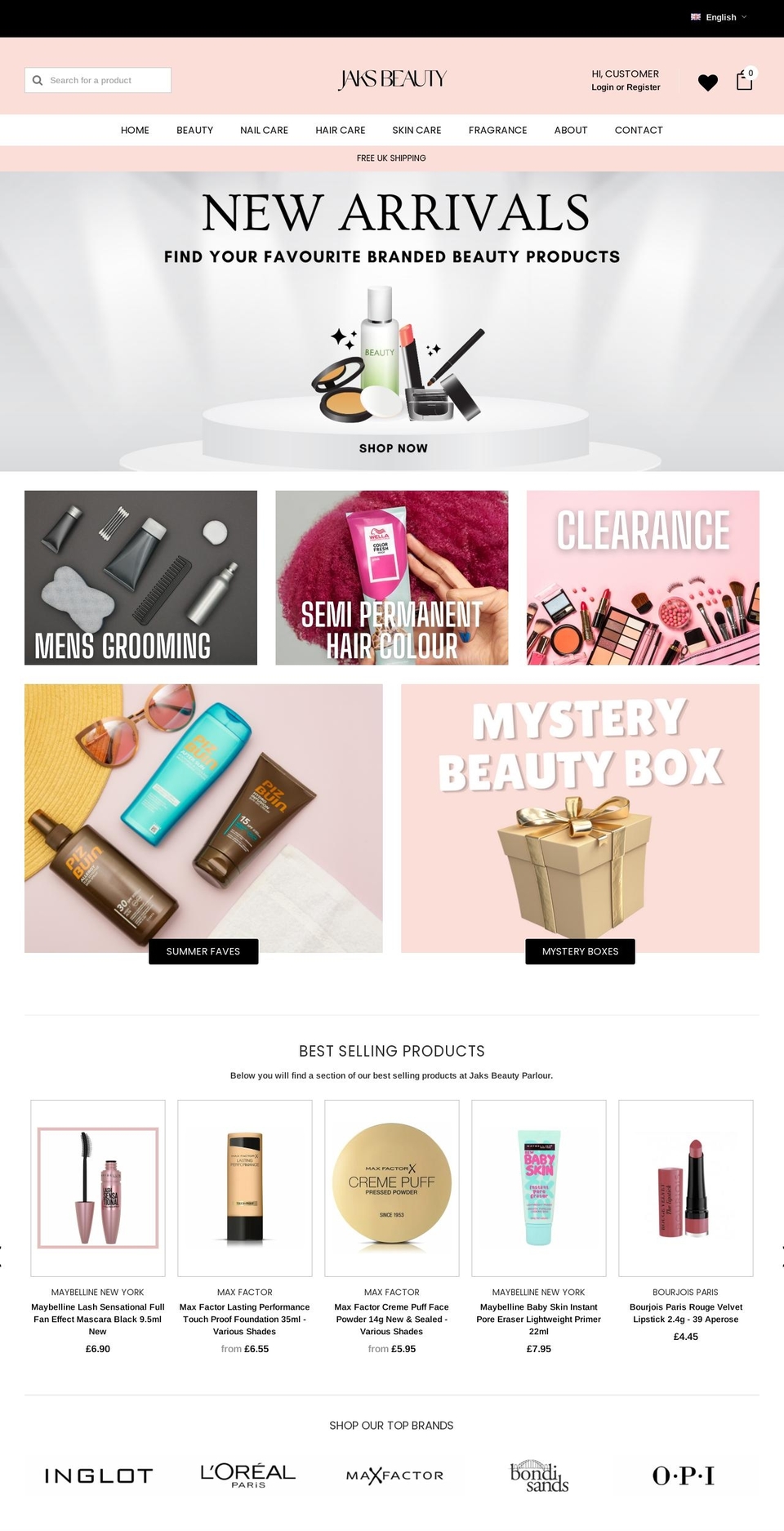 jaksbeautyparlour.com shopify website screenshot