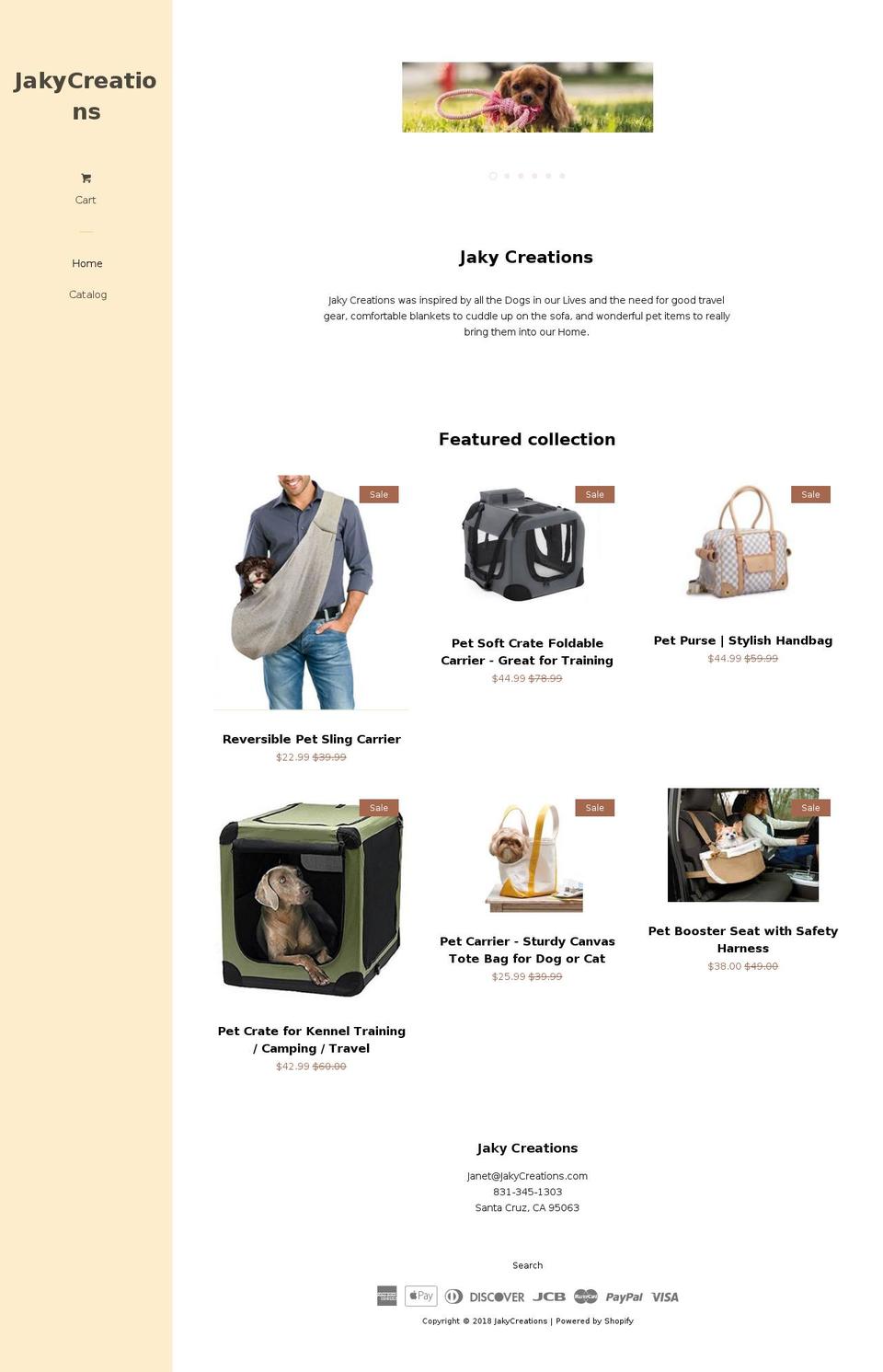 jakycreations.com — Shopify storefront screenshot