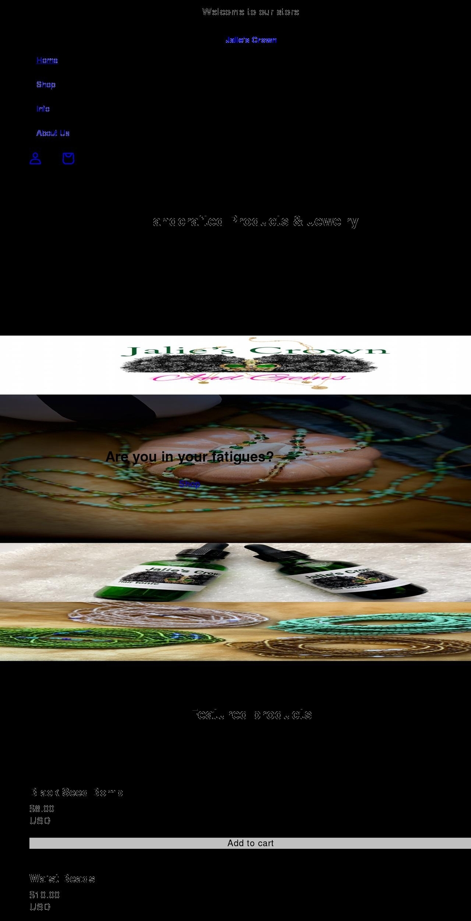 jaliescrown.com shopify website screenshot