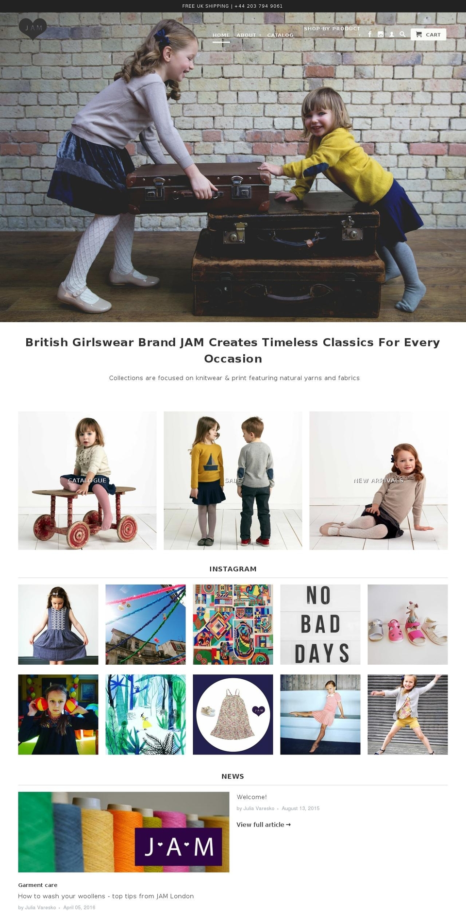 jam-boutique.co.uk shopify website screenshot