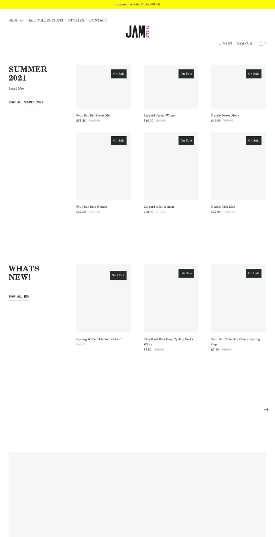 jam-cycling.com shopify website screenshot