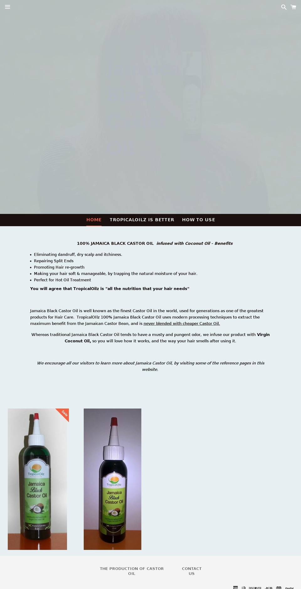 jamaicacastoroil.com shopify website screenshot