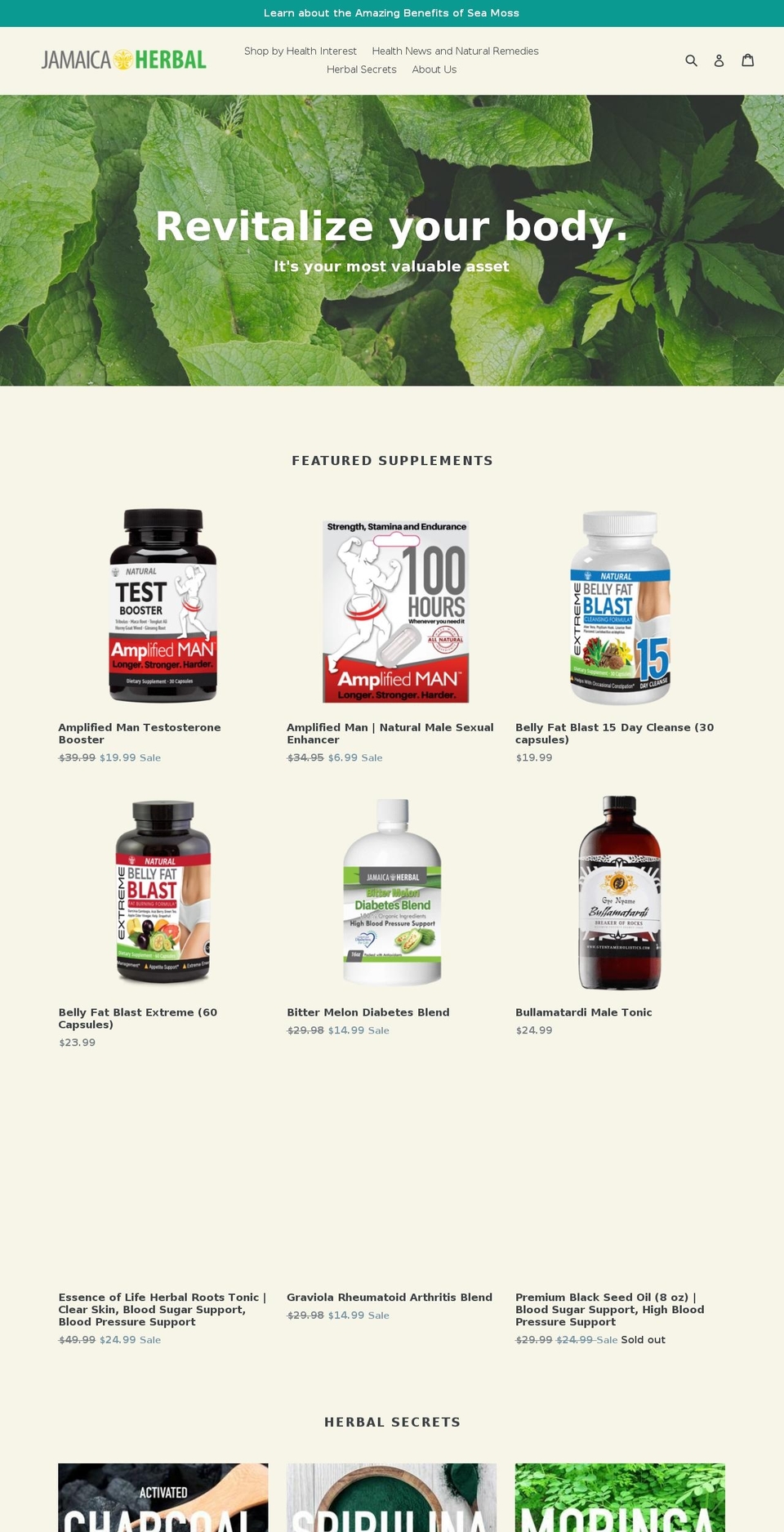 jamaicaherbal.com shopify website screenshot