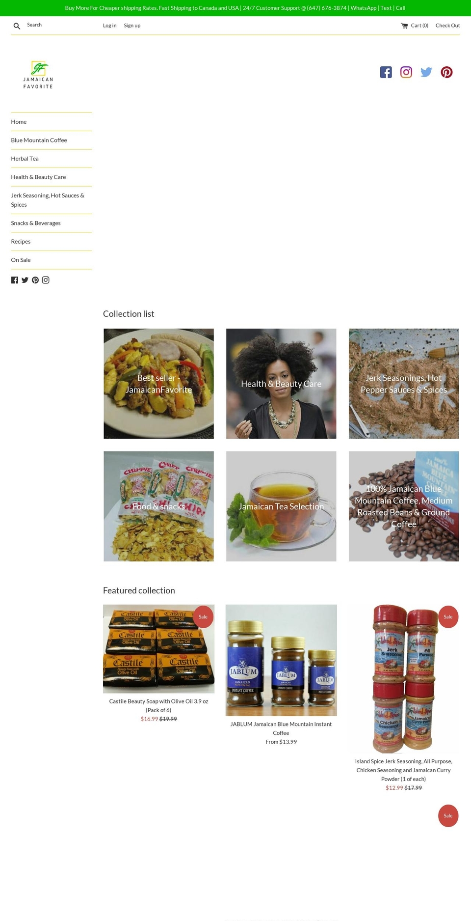 jamaicanfavorite.com shopify website screenshot