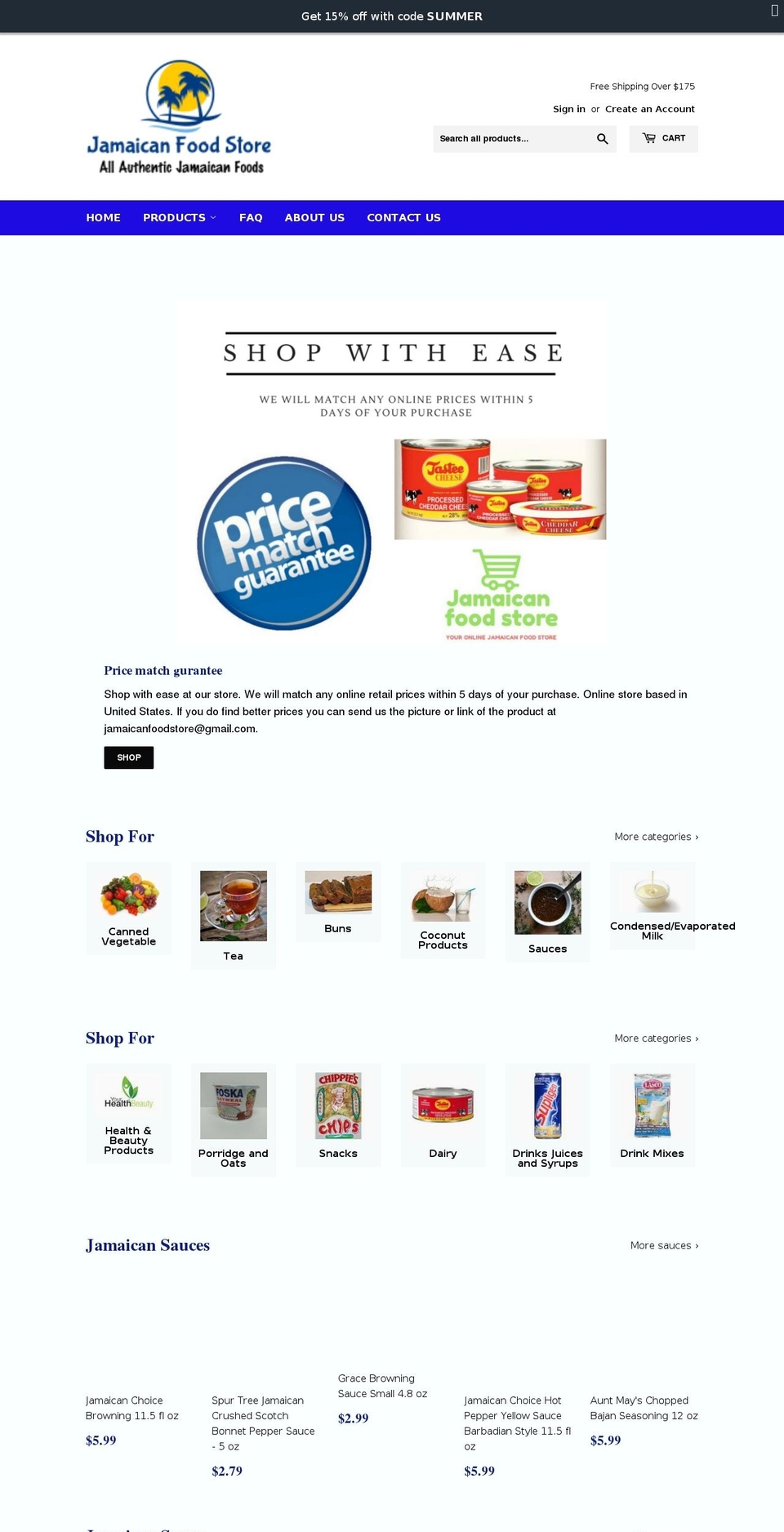 jamaicanfoodstore.com — Shopify storefront screenshot
