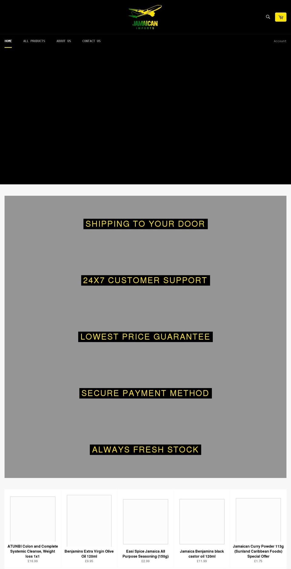 jamaicanimports.com shopify website screenshot