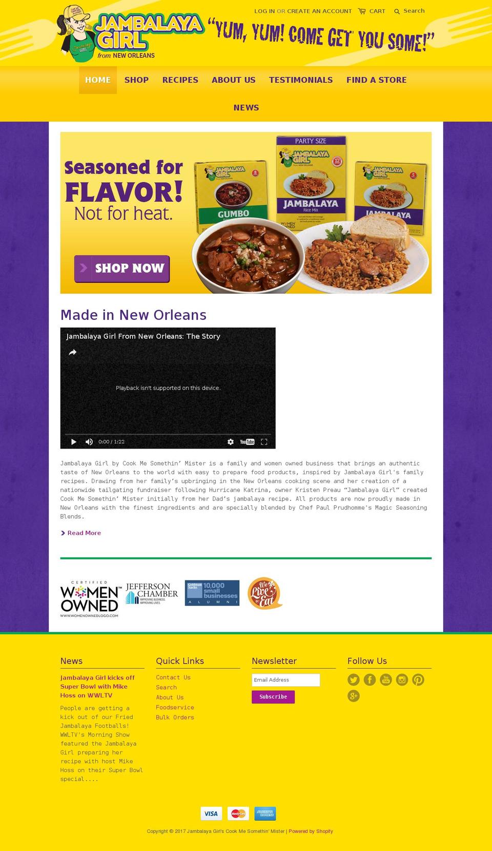 jambalayagirl.com shopify website screenshot