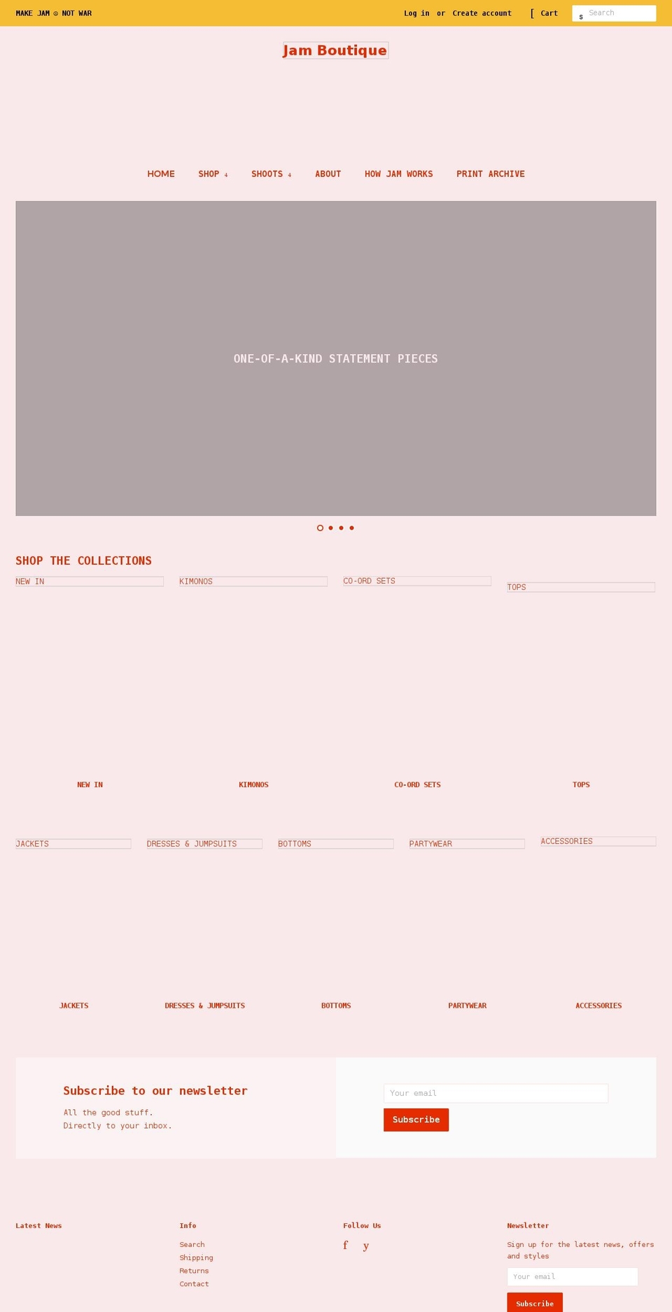 jamboutique.co.uk shopify website screenshot