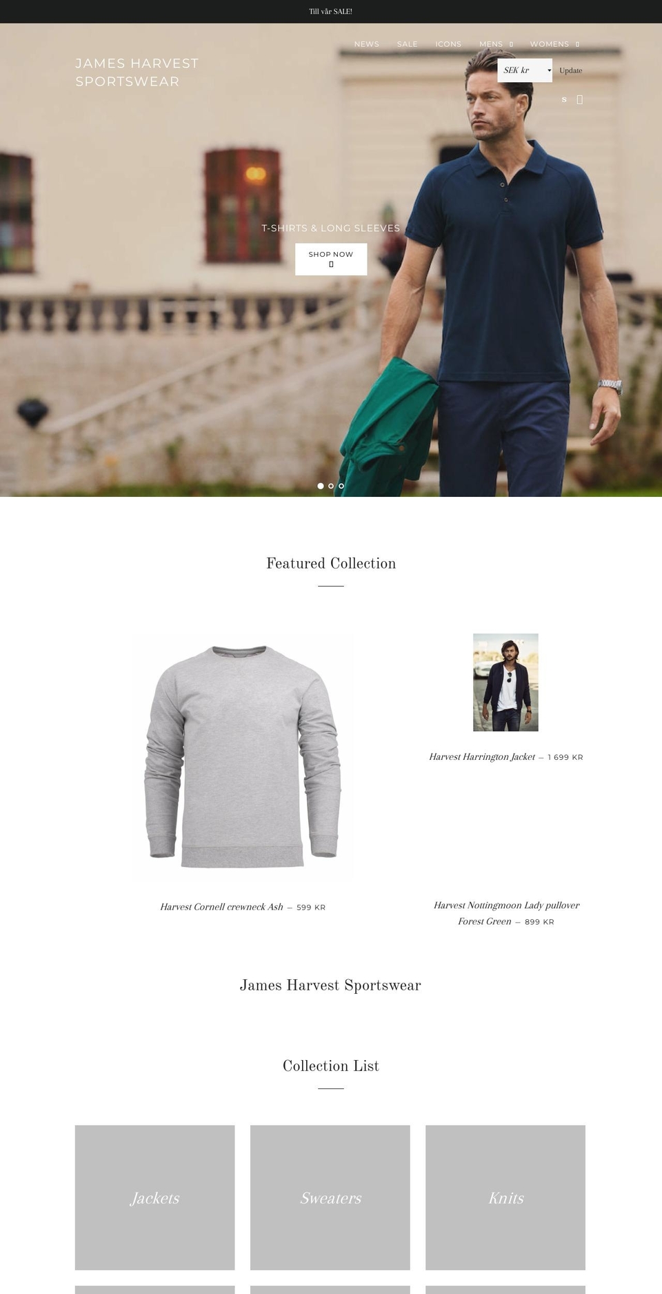 james-harvest.se shopify website screenshot