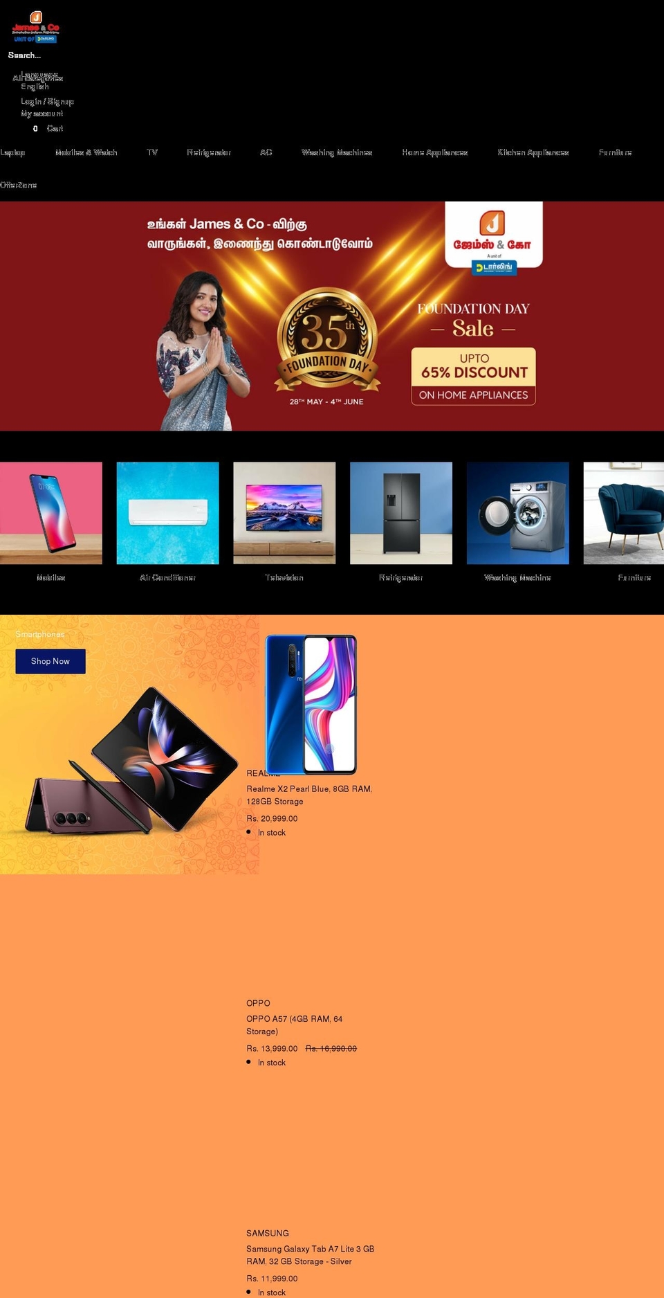 jamesandco.in shopify website screenshot