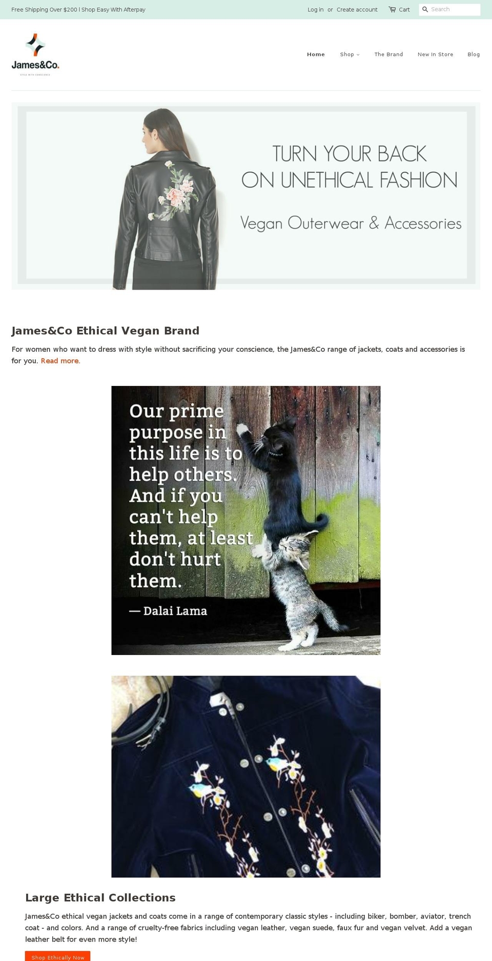 jamesandcovegan.com.au shopify website screenshot