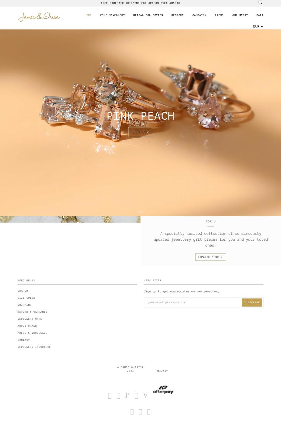 jamesandirisa.com.au shopify website screenshot
